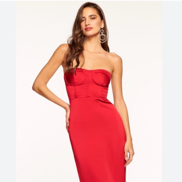 NWT Ramy Brook “Alianna” midi strapless dress in soirée red Size 2 - Picture 2 of 8